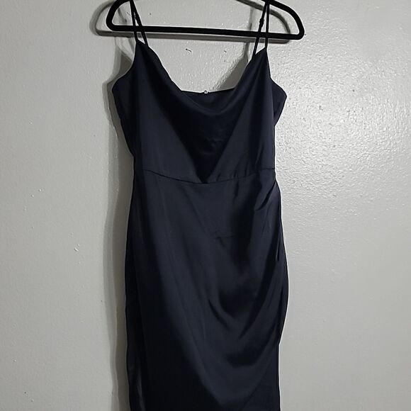 Showpo Nwt DAZZLING LIGHTS DRESS IN NAVY SATIN - Picture 12 of 15